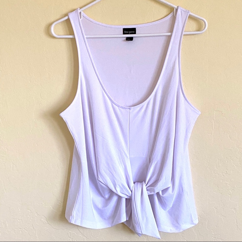 NWOT Free Press Tie Front Tank Top White Sz L